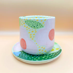 Kit Taza y plato Floral Rainbow