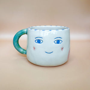 Taza Soy Feliz - manguito verde con flor