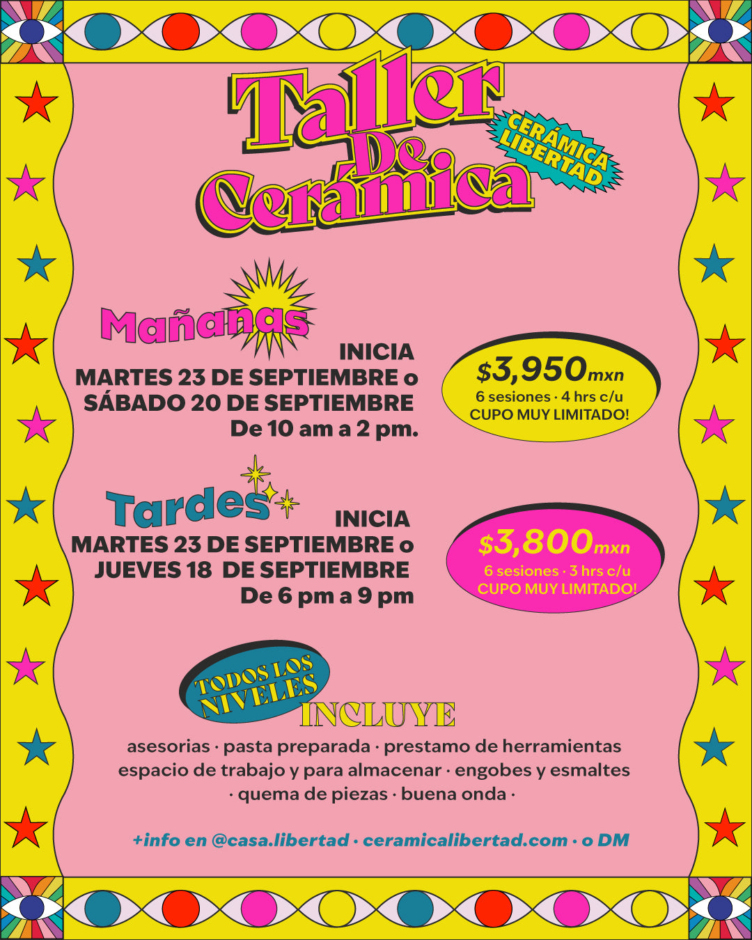Taller de Cerámica Iniciamos 18, 20 o 23 de Septiembre 2025