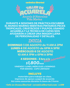 🎨 Taller de Acuarela 🐠 VIDA MARINA 🪸 Acuarela y naturaleza  🪸 Nivel Intermedios x Charlespaper · INICIA Agosto 3, 4 o 6