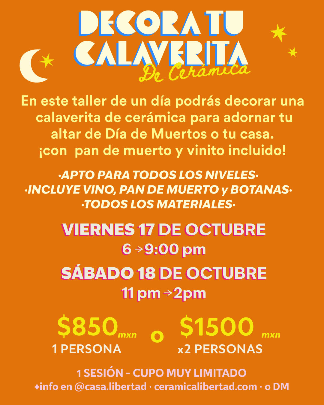 Workshorts: DECORA TU CALAVERITA de Cerámica! - Viernes 17 ó Sábado 18 de Octubre