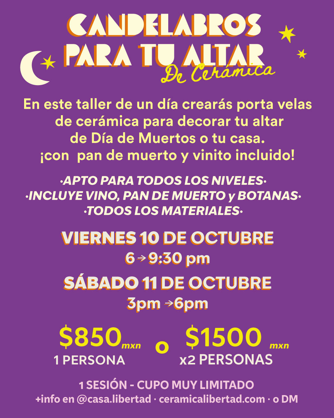 Workshorts: CANDELABROS PARA TU ALTAR de Cerámica! - Viernes 10 o Sábado 11 de Octubre