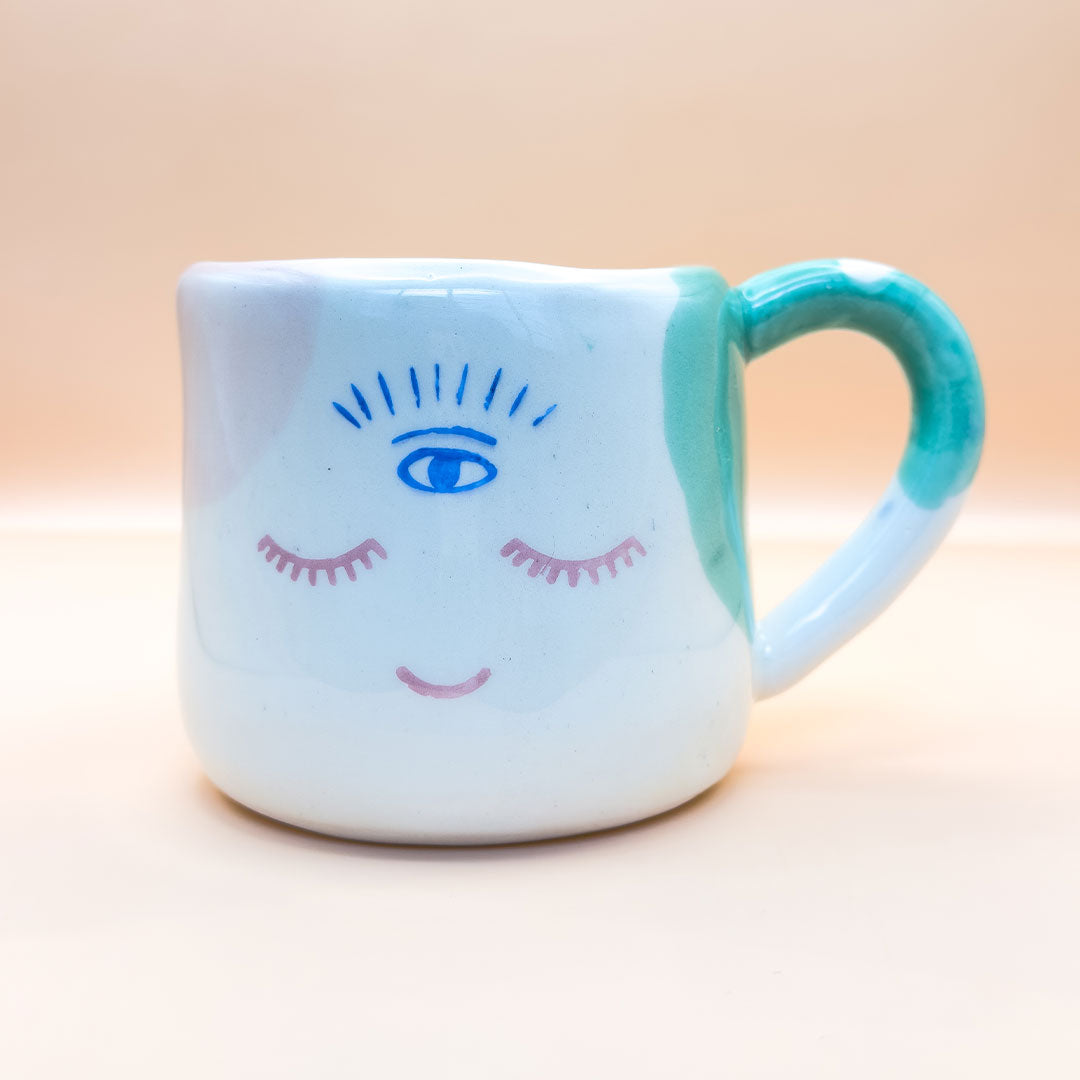 Taza con asa - HERE NOW HAPPY - estrellas