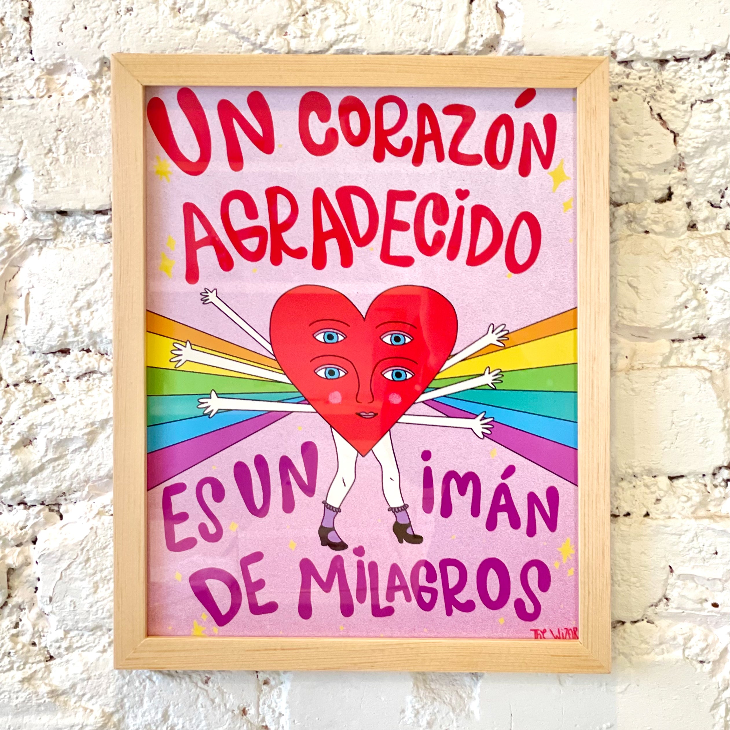 Poster Un Corazón Agradecido Es Un Imán De Milagros · Marco Madera