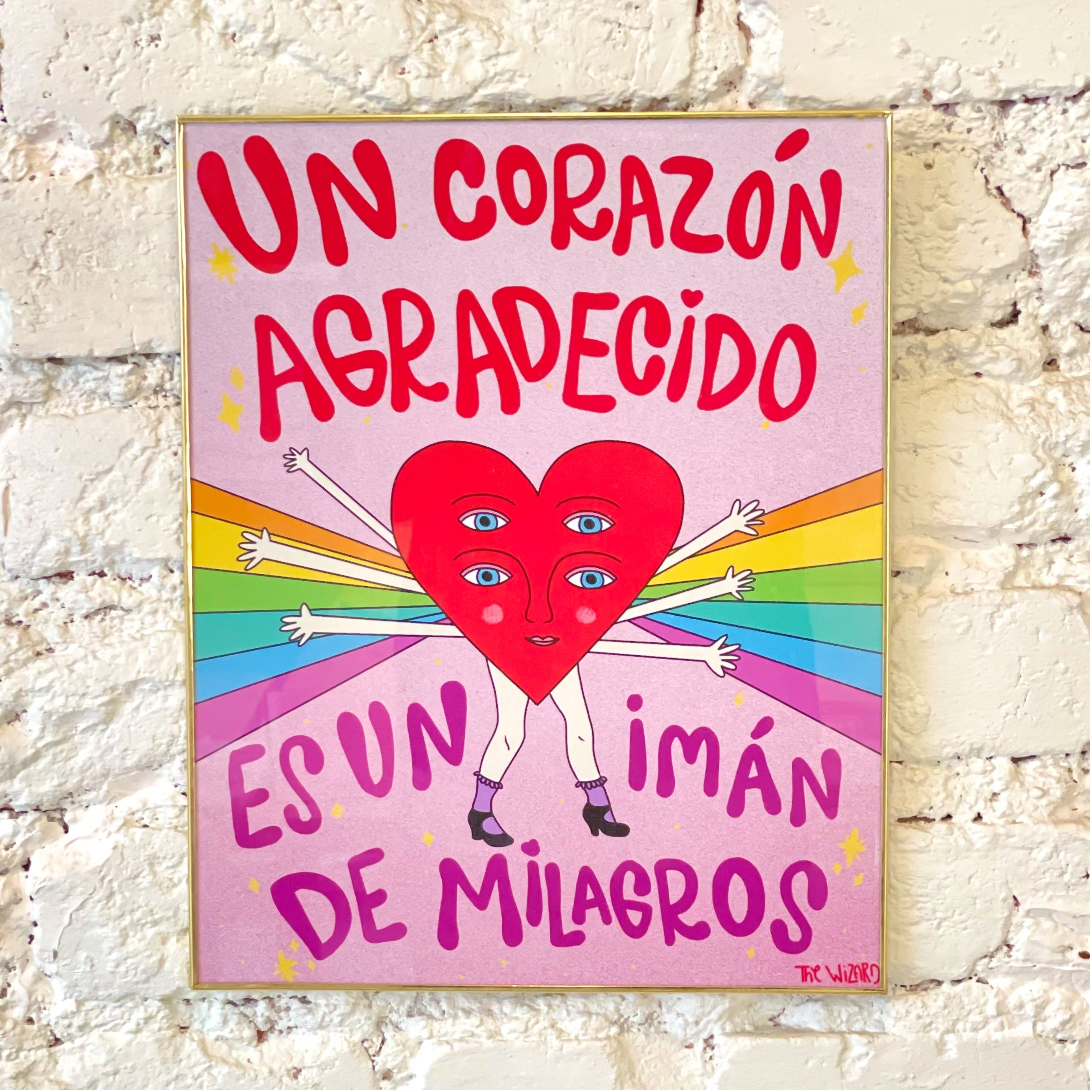 Poster Un Corazón Agradecido Es Un Imán De Milagros · Marco Latón